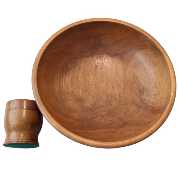 Oregon Myrtle Wood Bowl & VTG. Utensil Cup Organizer EUC VTG Mid Century Modern - Picture 2 of 16